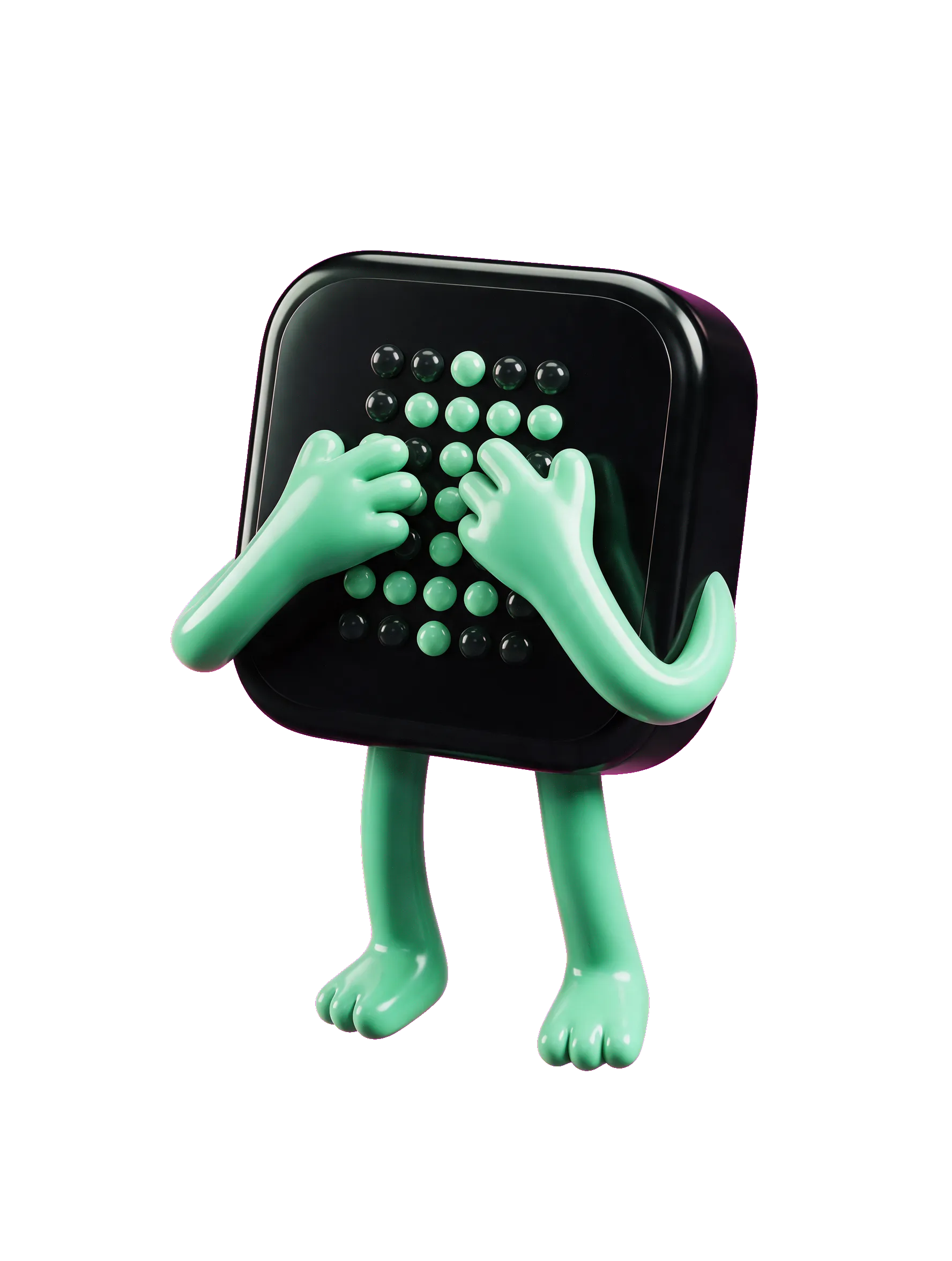 The Revenotch mascot covering its eyes: privacy mode.