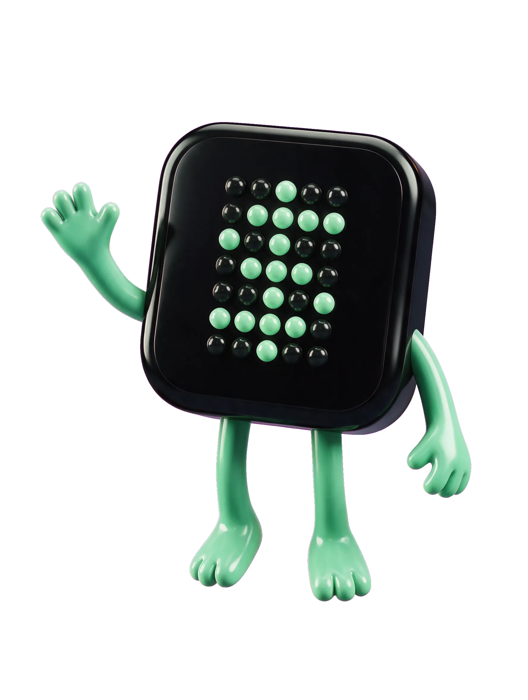 The Revenotch mascot waving from the top of the phone.